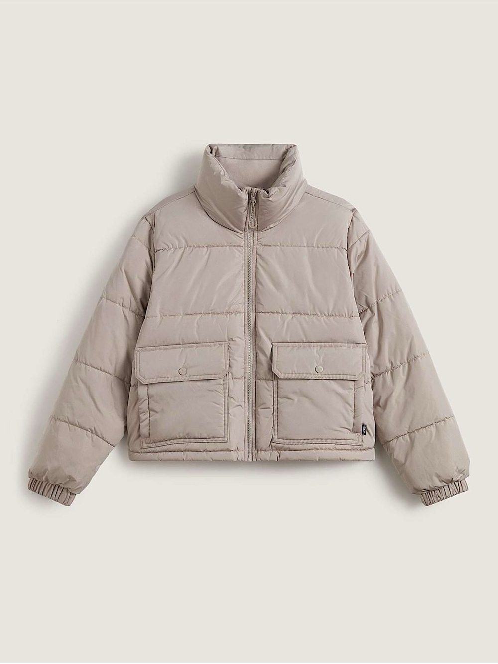 Vans Crop Aubrey Primaloft Puffer Jacket Beige Women's Size Large New
